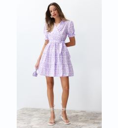 Снимка на Trendyol Lilac Ethnic Pattern Waist Open Mini Woven Mini Dress