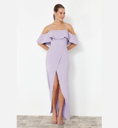 Снимка на Trendyol Lilac Flounced Woven Long Evening Dress