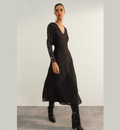 Снимка на Trendyol Limited Edition Black A-Line Woven Dress with Stitching Detail