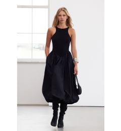 Снимка на Trendyol Limited Edition Black Upper Body Knitted Skirt Part Balloon Detail Poplin Dress