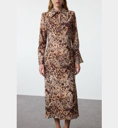 Снимка на Trendyol Limited Edition Brown Leopard Midi Woven Dress