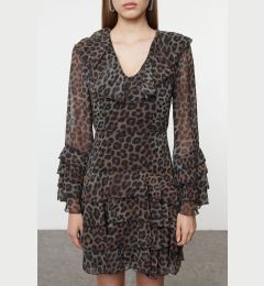 Снимка на Trendyol Limited Edition Brown Leopard Mini Chiffon Woven Dress with Flounce Skirt