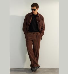 Снимка на Trendyol Limited Edition Brown Velvet Wide Leg Trousers