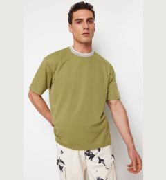 Снимка на Trendyol Limited Edition Khaki Oversize/Wide Cut Knit Banded Textured Pique T-Shirt