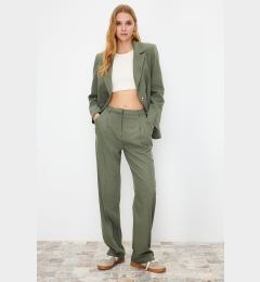 Снимка на Trendyol Limited Edition Mint Straight/Straight Cut Pleated Woven Fabric Trousers