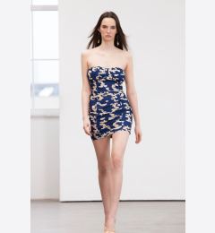 Снимка на Trendyol Limited Edition Navy Blue Abstract Patterned Body-hugging Strapless Mini Woven Dress