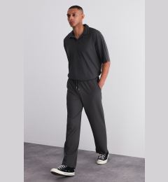 Снимка на Trendyol Limited Edition Smoke / Wide Leg Textured Wrinkle-Free Hidden Drawstring One Piece Sweatpants