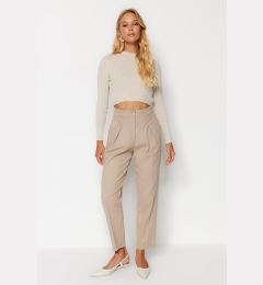 Снимка на Trendyol Mink Cotton Carrot Pattern Stripe Detailed Woven Trousers