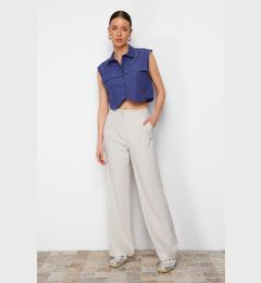 Снимка на Trendyol Mink High Waist Wide Leg Pleated Woven Trousers