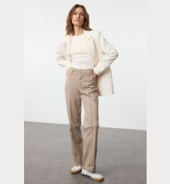 Снимка на Trendyol Mink Stitch Detailed High Waist Wide Leg Trousers