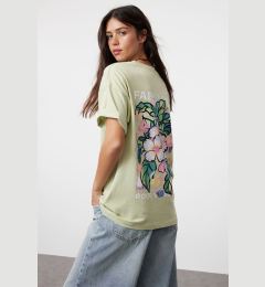 Снимка на Trendyol Mint 100% Cotton Back and Front Printed Oversize/Wide Cut Knitted T-Shirt