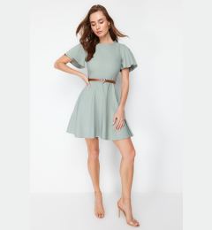 Снимка на Trendyol Mint Belted Skirt Flounce Mini Woven Dress