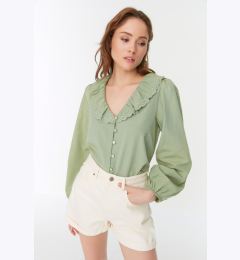 Снимка на Trendyol Mint Collar Lace Detailed Woven Shirt