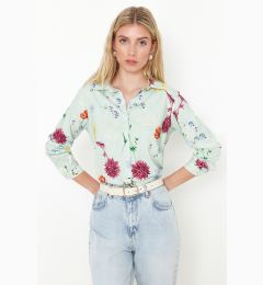 Снимка на Trendyol Mint Flower Patterned Regular Fit Woven Shirt