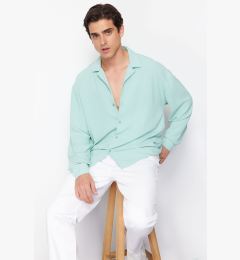Снимка на Trendyol Mint Oversize Fit Open Collar Summer Linen Look Shirt