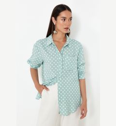 Снимка на Trendyol Mint Polka Dot Oversize Wide Fit Woven Shirt