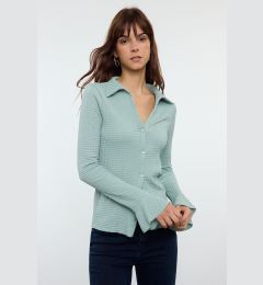 Снимка на Trendyol Mint Premium Textured Spanish Sleeve Stretchy Knitted Shirt