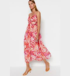 Снимка на Trendyol Multi Color Floral Print A-Cut Ruffle Detail Lined Chiffon Maxi Woven Dress