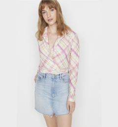 Снимка на Trendyol Multi-colored Plaid/Check Crepe Knitted Blouse with Double Breasted Collar