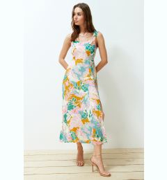 Снимка на Trendyol Multicolor Floral Print A-line 100% Viscous Midi Woven Dress