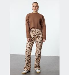 Снимка на Trendyol Multicolored Animal Leopard Print Brown High Waist Wide Leg Jeans