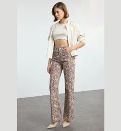 Снимка на Trendyol Multicolored Animal Print Brown Snake Pattern High Waist Wide Leg Jeans