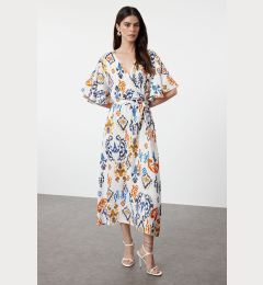 Снимка на Trendyol Multicolored Ethnic Belted Patterned A-Line Double Breasted Collar Woven Dress