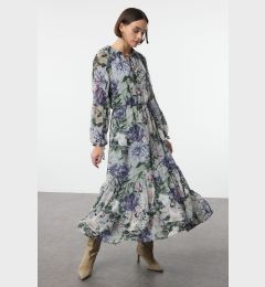 Снимка на Trendyol Multicolored Floral Waist Open Maxi Lined Woven Winter Dress