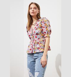 Снимка на Trendyol Multicolored Woven Balloon Sleeve V-Neck Floral Shirt