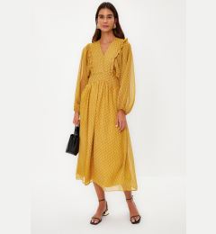 Снимка на Trendyol Mustard Minimal Patterned Chiffon Lined Woven Dress