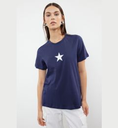 Снимка на Trendyol Navy Blue 100% Cotton Star Printed Regular/Normal Pattern Crew Neck Knitted T-Shirt