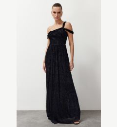 Снимка на Trendyol Navy Blue A-Cut Asymmetrical Neckline Knitted Long Evening Dress