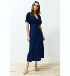 Снимка на Trendyol Navy Blue A-Line Bodice Detailed V-Neck Maxi Woven Dress