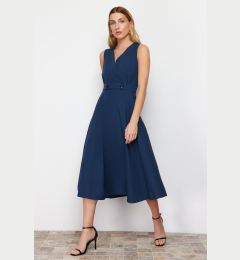 Снимка на Trendyol Navy Blue A-Line Double Breasted Collar Button Detailed Midi Woven Dress