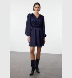 Снимка на Trendyol Navy Blue A-Line V-Neck Satin Mini Woven Dress