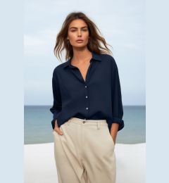 Снимка на Trendyol Navy Blue Basic Oversize Wide Fit Woven Shirt