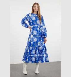 Снимка на Trendyol Navy Blue Belted Floral Woven Dress