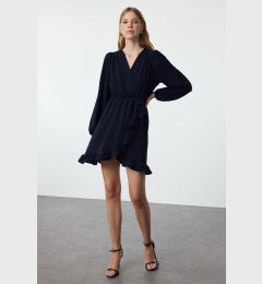 Снимка на Trendyol Navy Blue Belted Mini Woven Flounce Dress