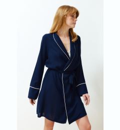 Снимка на Trendyol Navy Blue Belted Piping Detailed Viscose Woven Dressing Gown