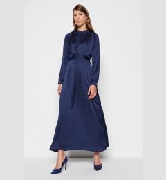 Снимка на Trendyol Navy Blue Belted Satin Evening Dress with Belt