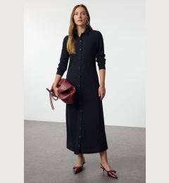 Снимка на Trendyol Navy Blue Buttoned Shirt Collar Knit Dress