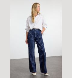 Снимка на Trendyol Navy Blue Chain Striped High Waist Wide Leg Jeans