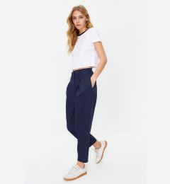 Снимка на Trendyol Navy Blue Cotton Carrot Pattern Stripe Detailed Woven Trousers