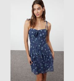 Снимка на Trendyol Navy Blue Floral A-line Chiffon Lined Mini Woven Dress