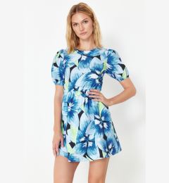 Снимка на Trendyol Navy Blue Floral Skater/Waist-Opening Back Detailed Mini Woven Dress