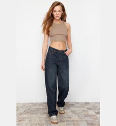 Снимка на Trendyol Navy Blue High Waist Wide Leg Jeans