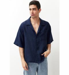 Снимка на Trendyol Navy Blue Limited Edition 100% Linen Oversize Fit Shirt