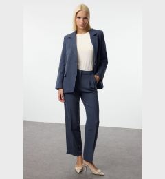 Снимка на Trendyol Navy Blue Limited Edition Grey Straight/Straight Cut Pleated Fabric Trousers