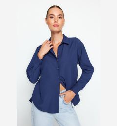 Снимка на Trendyol Navy Blue Loose Fit Cotton Woven Shirt