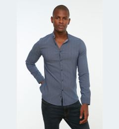 Снимка на Trendyol Navy Blue Men's Slim Fit Large Collar Shirt